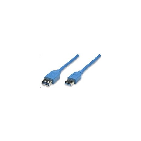 MANHATTAN Kabel USB 3.0 A-A prodlužovací 1m, modrý