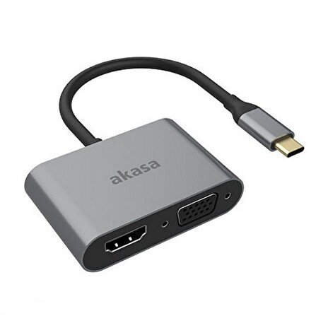 AKASA redukce USB Type-C 2v1 / AK-CBCA23-18BK / 1x HDMI / 1x D-Sub / 18cm