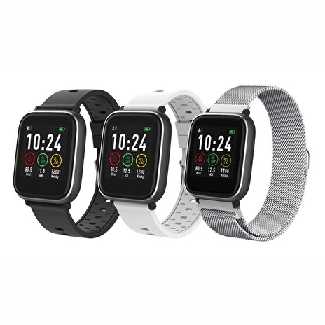 iGET FIT F3 Silver - chytrý náramek, IP68, Multisport, LCD 1.3", 220mAh, 3x řemínek!