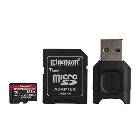 Kingston paměťová karta 128GB microSDXC React Plus SDCR2 w/Adapter + MLPM Reader