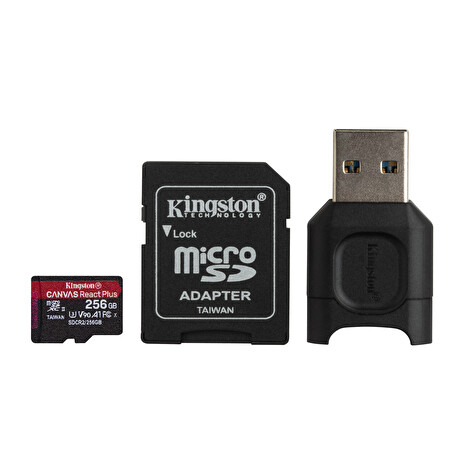 Kingston paměťová karta 256GB microSDXC React Plus SDCR2 w/Adapter + MLPM Reader