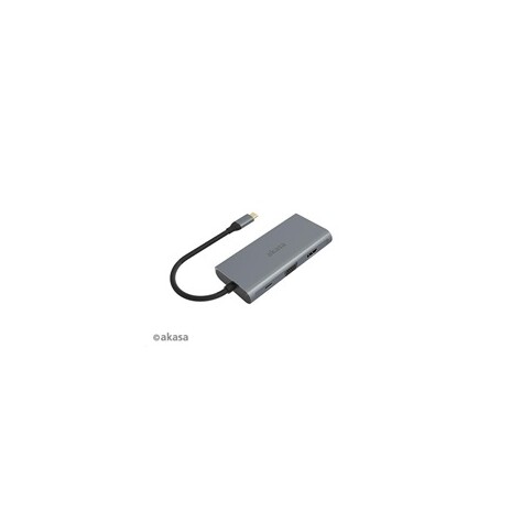 AKASA adaptér USB Type-C 9-in-1 Dock (PD Type-C, HDMI, VGA, 3 x USB 3.0 Type-A, RJ45, SD and Micro SD Card Reader)