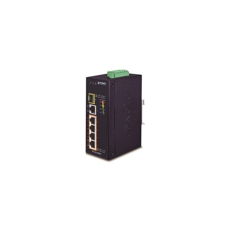 Planet IGS-614HPT, PoE switch, 5x 1000Base-T, 1x SFP, 4x PoE 802.3at, -40~+75°C, 12-56VDC, dual-power, DIN