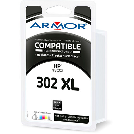 Armor ink-jet pro HP OJ 3830, 302XL, 21ml, černý