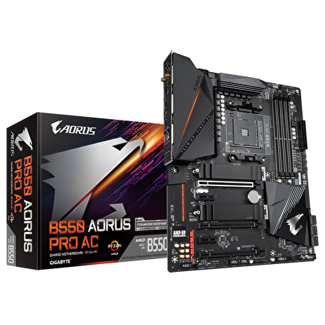 GIGABYTE MB Sc AM4 B550 AORUS PRO AC, AMD B550, 4 x DDR4, HDMI, Wi-Fi