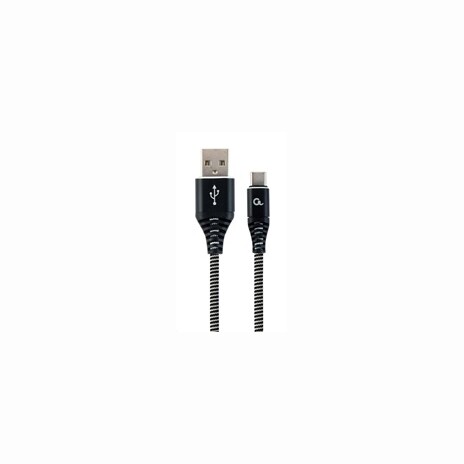Gembird Premium cotton braided Type-C USB charging and data cable,1m,black/white