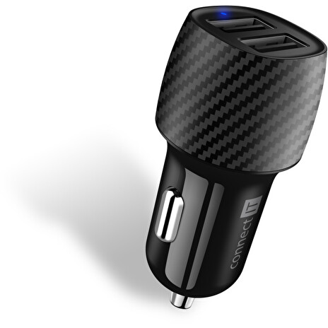 CONNECT IT InCarz nabíječka do auta, 2x USB-A, 4.8 A, 24 W, CARBON