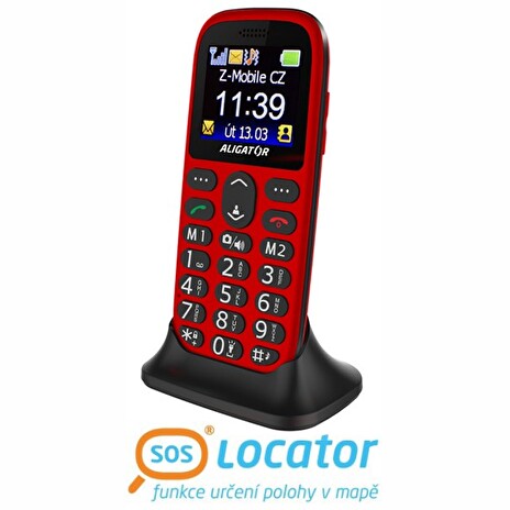 Aligator A510 Senior, červeno-černá + nabíjecí stojánek