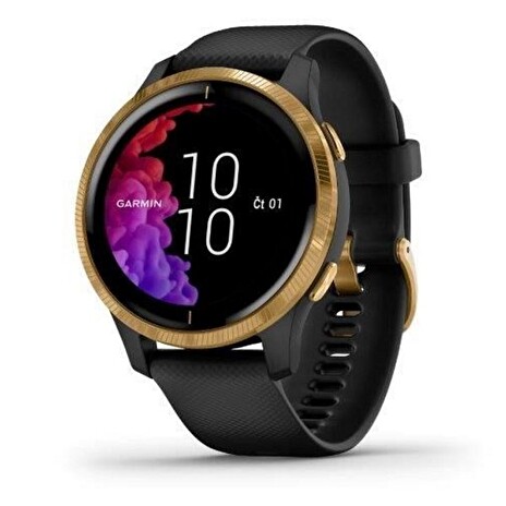 GARMIN GPS elegantní sportovní hodinky Venu Gold/Black Band
