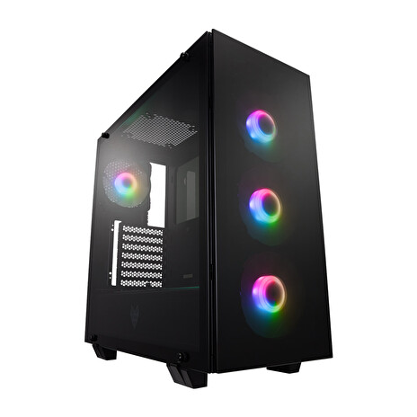 FSP/Fortron ATX Midi Tower CMT512 Black, průhledná bočnice, 4 x A.RGB LED 120 mm ventilátor