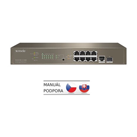 Tenda TEG5310P-8-150W Gigabit L3 PoE Switch 130W, 8x 1Gb/s PoE, 2x RJ45/SFP, STP, IGMP, VLAN, Rack