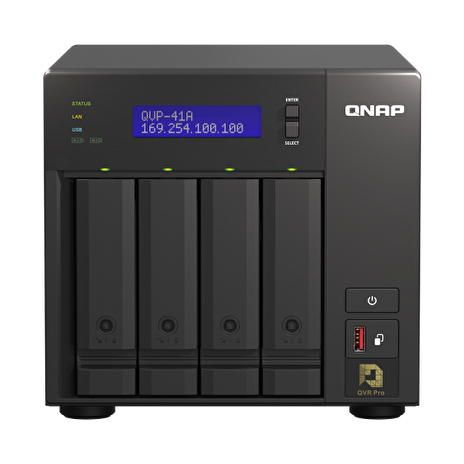 QNAP NVR QVP-41A (2core 3,1GHz, 8GB RAM, 4xSATA, 2xGbE, 2xM.2 NVMe slot, 2xPCIe, kamery: 8 (max 24)