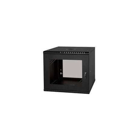 LEXI 19" nástěnný rozvaděč Basic 9U, šířka 520mm, hloubka 450mm, skleněné dveře, bez zad, černý