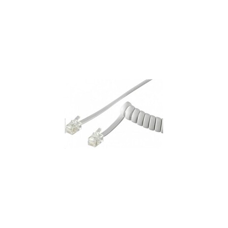 PremiumCord Kabel telefonní sluchátkový kroucený 4 žíly 4m - bílý