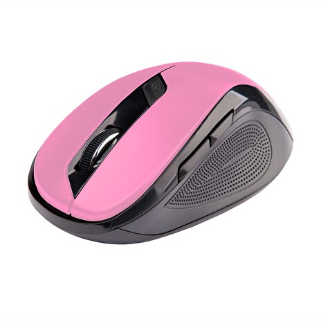 Myš C-TECH WLM-02P, černo-růžová, bezdrátová, 1600DPI, 6 tlačítek, USB nano receiver