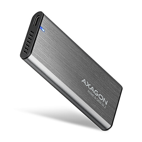AXAGON EEM2-SG2, USB-C 3.2 Gen 2 - M.2 NVMe & SATA SSD kovový RAW box, bezšroubkový