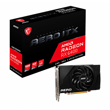 MSI VGA AMD Radeon RX 6400 AERO ITX 4G, RX 6400, 4GB GDDR6, 1xDP, 1xHDMI