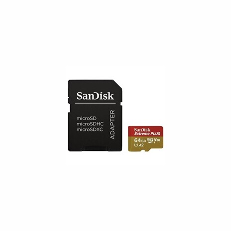 SanDisk micro SDXC karta 64GB Extreme PLUS (200 MB/s Class 10, UHS-I U3 V30) + adaptér