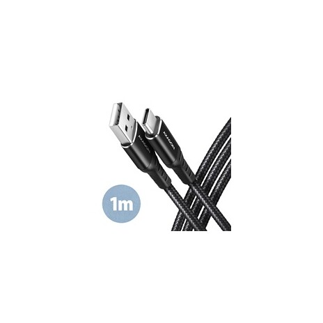 AXAGON BUCM-AM10AB, HQ kabel USB-C <-> USB-A, 1m, USB 2.0, 3A, ALU, oplet, černý