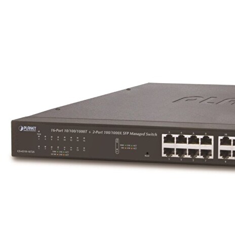 PLANET GS-4210-16T2S Switch 16 x 10/100/1000 + 2x 100/1000 SFP, WebSmart/SNMP, kov, rack