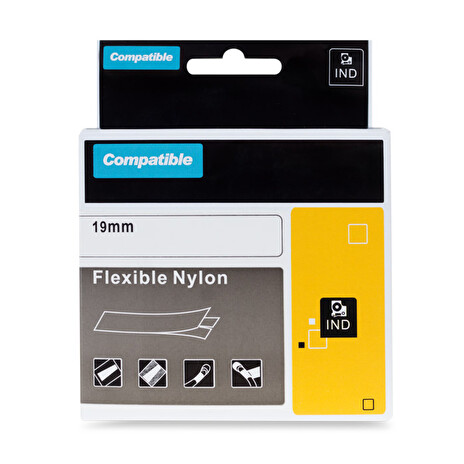 PRINTLINE kompatibilní páska s DYMO 18491, 19mm, 3.5m, černý tisk/žlutý podklad, RHINO, nylonová, flexibilní