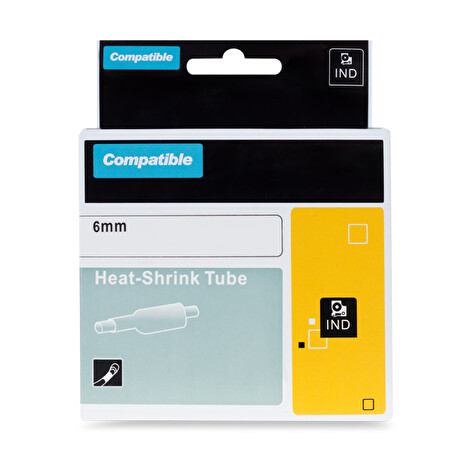 PRINTLINE kompatibilní páska s DYMO 18051, 6mm, 1.5m, černý tisk/bílý podklad, RHINO, bužírka
