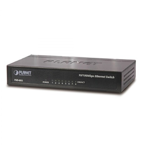 PLANET FSD-803 Switch 8x 10/100 port, miniaturní rozměr, kovový