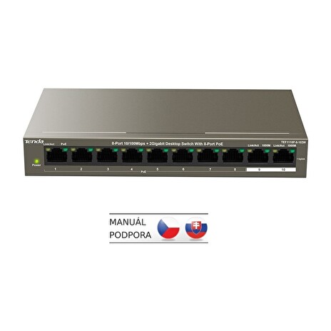 Tenda TEF1110P-8-102W 8 X 10/100Mbps PoE + 2 Gigabit