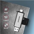 AXAGON CRE-SAC, USB3.2 Gen1 Type-C + Type-A externí čtečka karet SD/microSD, podpora UHS-I