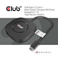Club3D Video hub MST (Multi Stream Transport) USB-C 3.2 na 3x DisplayPort 1.4