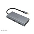 Akasa adaptér USB Type-C 9-in-1 Dock (PD Type-C, HDMI, VGA, 3 x USB 3.0 Type-A, RJ45, SD and Micro SD Card Reader)