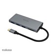 Akasa adaptér USB Type-C 9-in-1 Dock (PD Type-C, HDMI, VGA, 3 x USB 3.0 Type-A, RJ45, SD and Micro SD Card Reader)