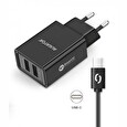 Aligator Chytrá síťová nabíječka 2,4A, 2xUSB, smart IC, černá, USB-C kabel