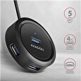 Axagon HUE-P1A, 4x USB 3.2 Gen 1 ROUND hub, micro USB nap. konektor, kabel USB-A 30cm