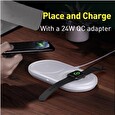 Baseus Planet 2v1 bezdrátová nabíječka bílá + USB adaptér a kabel Type-C 1m