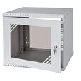 LEXI 19" nástěnný rozvaděč Basic 9U, šířka 520mm, hloubka 450mm, skleněné dveře, bez zad, šedý