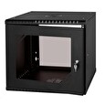 LEXI 19" nástěnný rozvaděč Basic 9U, šířka 520mm, hloubka 450mm, skleněné dveře, bez zad, černý