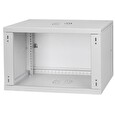 LEXI 19" nástěnný rozvaděč Basic 6U, šířka 520mm, hloubka 450mm, plechové dveře, bez zad, šedý