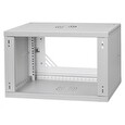 LEXI 19" nástěnný rozvaděč Basic 6U, šířka 520mm, hloubka 350mm, skleněné dveře, bez zad, šedý