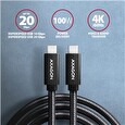 Axagon BUCM32-CM20AB, SPEED+ kabel USB-C <-> USB-C, 2m, USB 3.2 Gen 2, PD 100W 5A, 4k HD, ALU, oplet, černý
