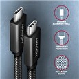 Axagon BUCM32-CM20AB, SPEED+ kabel USB-C <-> USB-C, 2m, USB 3.2 Gen 2, PD 100W 5A, 4k HD, ALU, oplet, černý