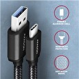 Axagon BUCM3-AM15AB, SPEED kabel USB-C <-> USB-A, 1.5m, USB 3.2 Gen 1, 3A, ALU, oplet, černý