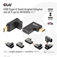 Club3D set adapterů USB-C Gen2 angled adapter set of 2, 4K120Hz (M/F)