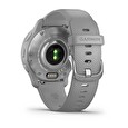 Garmin Venu 2 Plus, nerezová luneta Silver, pouzdro Gray, silikonový řemínek
