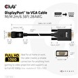 Club3D kabel DP na VGA, M/M, 2m