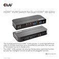Club3D síťový přepínač - Switch, HDMI KVM Switch - Dual HDMI 4K 60Hz