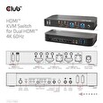 Club3D síťový přepínač - Switch, HDMI KVM Switch - Dual HDMI 4K 60Hz