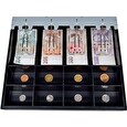 Virtuos pokladní zásuvka C430D - s kabelem, kovové držáky, nerez panel, 9-24V, černá