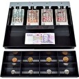 Virtuos pokladní zásuvka C430D - s kabelem, kovové držáky, nerez panel, 9-24V, černá
