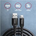 Axagon BUCM-AM15AB, HQ kabel USB-C <-> USB-A, 1.5m, USB 2.0, 3A, ALU, oplet, černý